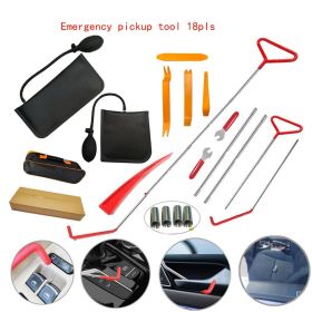 Stainless steel long distance car emergency key hook tool triangle handle yellow warp 18-piece set wedge air bag wrench combination tool